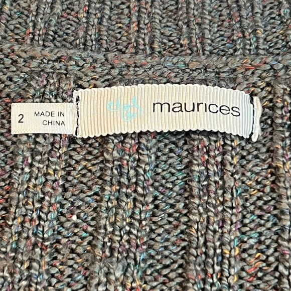 Maurice Sweater Womens 2X Gray Rainbow Rib Knit V Neck Preppy Academia Blouse - Picture 8 of 12